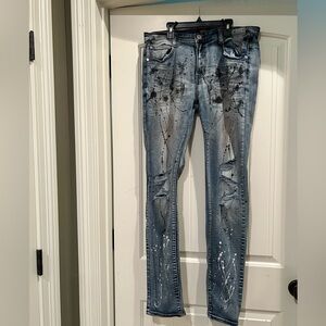 Kleep Denim Splatter Paint Distressed Jeans